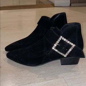 Sol Sana black ankle booties w/ rhinestone buckle